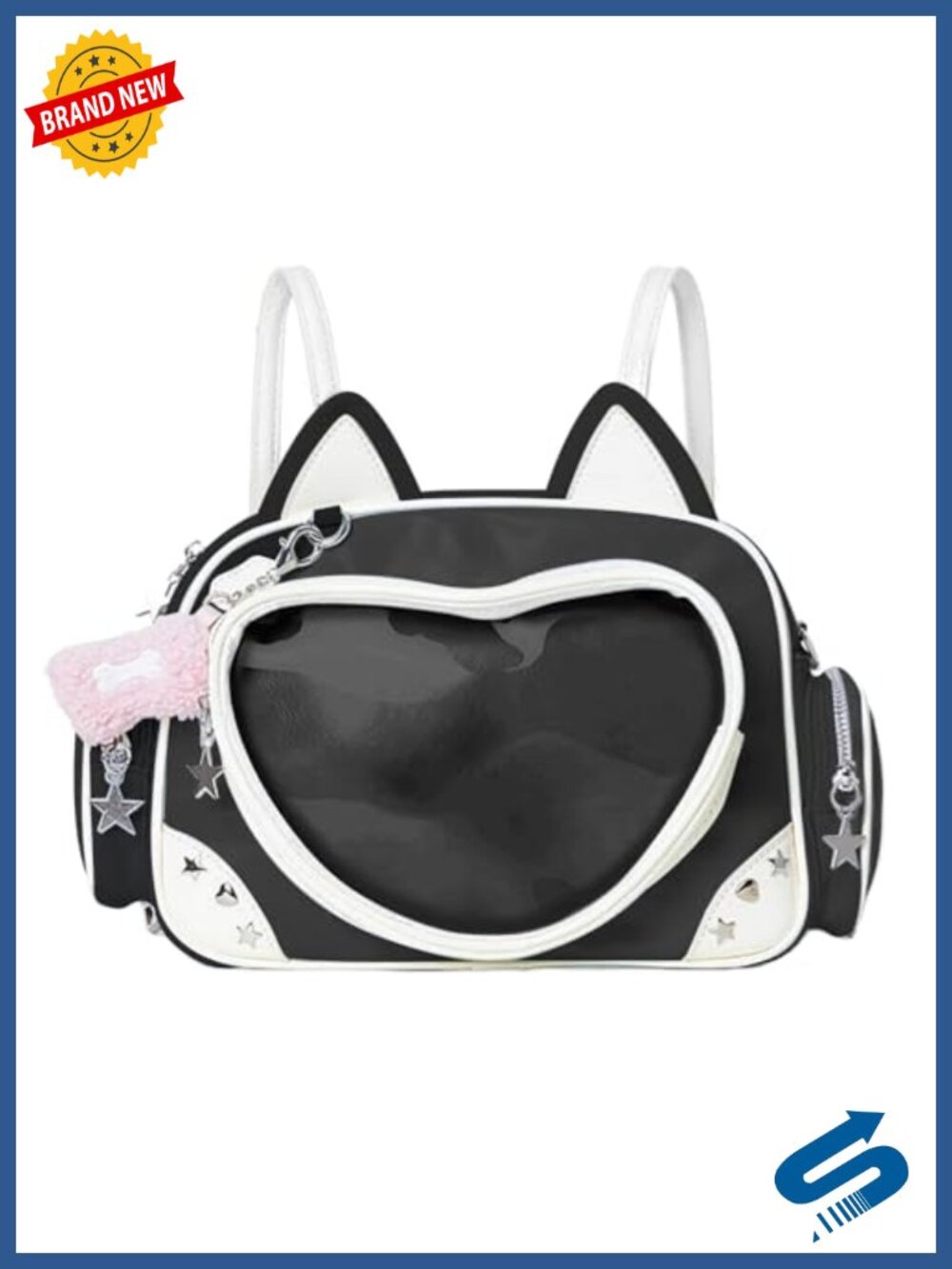 Kawaii Ita Bag Cat Pin Backpack Crossbody Anime Shoulder Bag PU Clear Insert